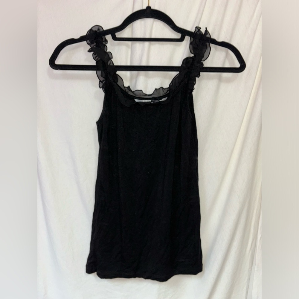 Necessary Objects Black Frilly Tank Size L